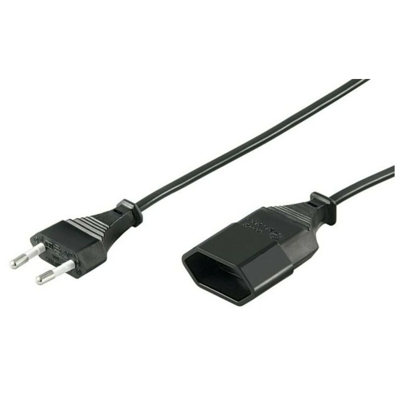 Stroom verlengkabel euro plug 5m zwart