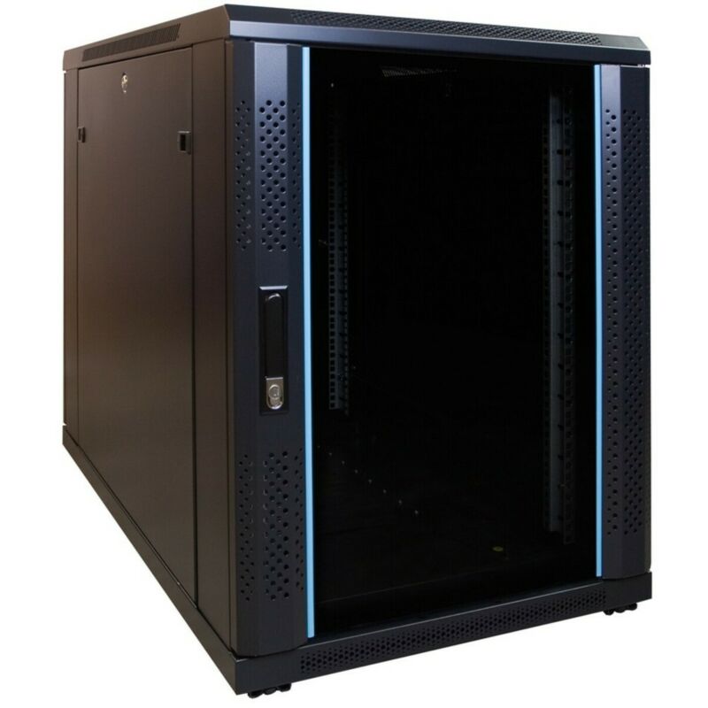 15U mini serverkast met glazen deur 600x1000x860mm (BxDxH)