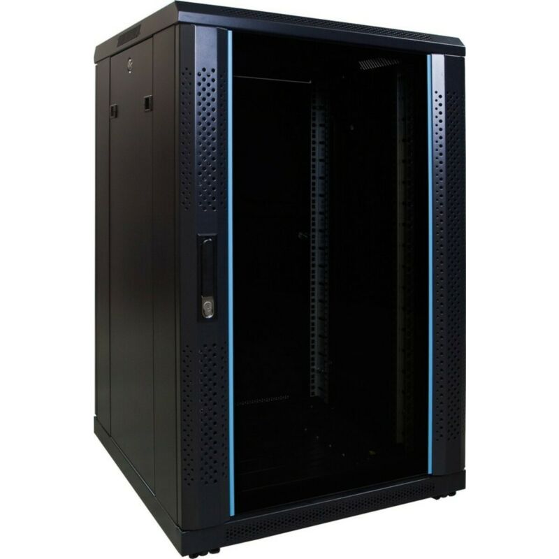 18U serverkast met glazen deur 600x600x1000mm (BxDxH)