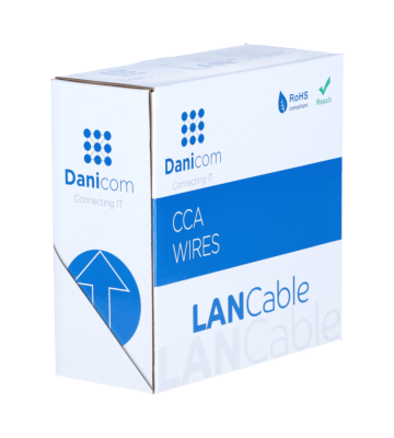 CAT5e F/UTP 50m kabel op rol soepel grijs CCA