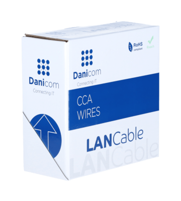 CAT5e F/UTP 50m kabel op rol stug grijs CCA