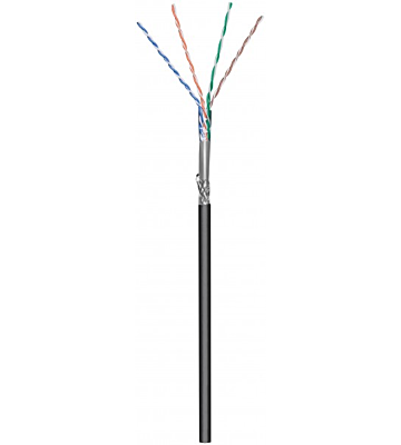 CAT6 SF/UTP 100m buitenkabel op rol stug zwart CCA