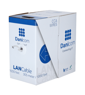 CAT5e FTP 305m kabel op rol soepel grijs CCA