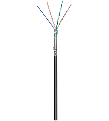 CAT6 S/FTP 305m buitenkabel op rol soepel zwart CCA