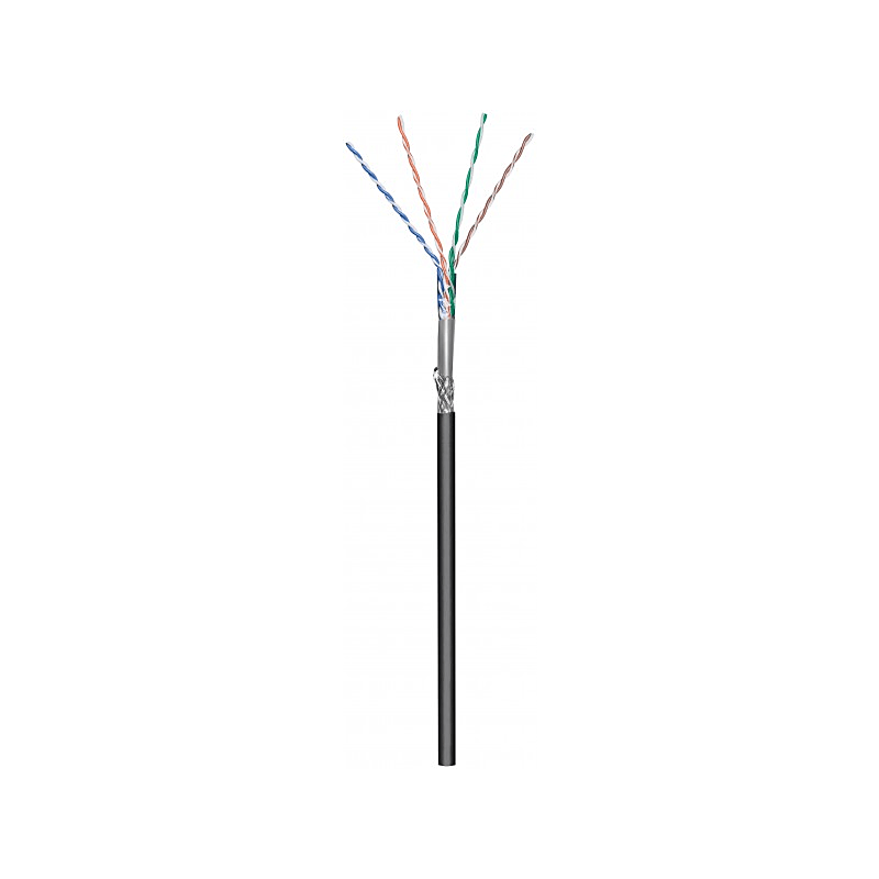 CAT6 SF/UTP 305m buitenkabel op rol soepel zwart CCA