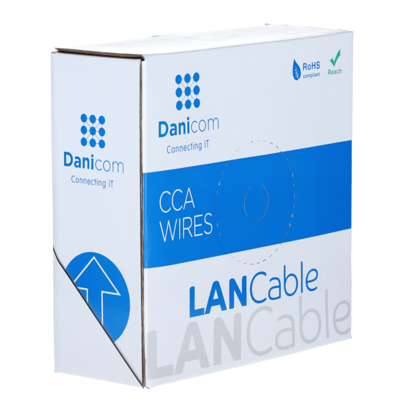 CAT6 SF/UTP 100m kabel op rol soepel grijs CCA