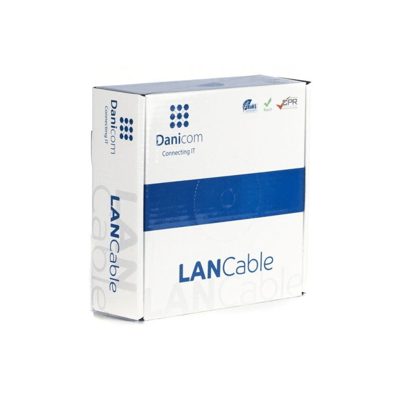 CAT5e F/UTP 50m kabel op rol stug grijs CCA
