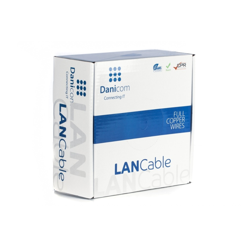 DANICOM CAT6A U/UTP 100m kabel op rol soepel -  PVC (Fca)